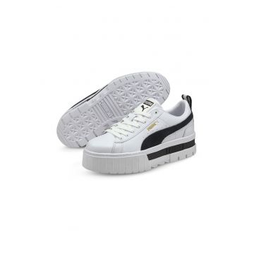 Pantofi sport flatform cu insertii din piele intoarsa Mayze - Alb