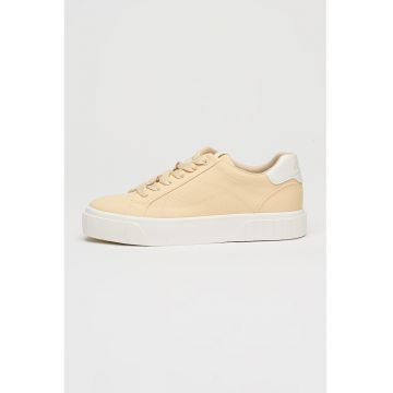 Pantofi sport low cut din material textil - Bej deschis