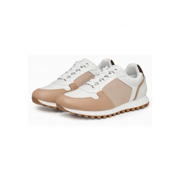Sneakers barbati Casual Material Combinat Talpa aderenta - Bej