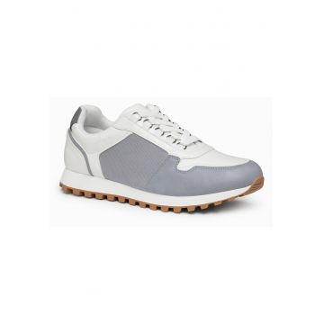Sneakers barbati Casual Material Combinat Talpa aderenta - Gri deschis
