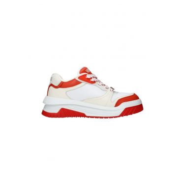 Sneakers  din piele naturala F82536 - Rosu/Alb