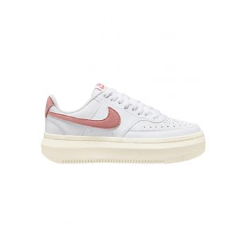 Pantofi sport dama  Court Vision Alta - alb - piele naturala - design modern - talpa ridicata -