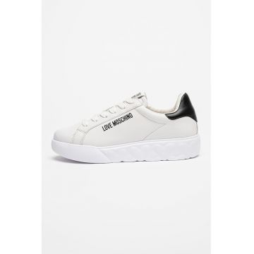 Pantofi sport de piele cu logo - Negru/Alb murdar