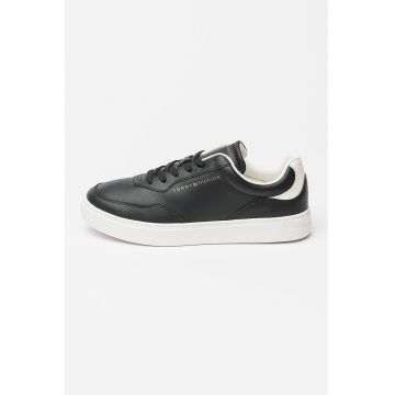 Pantofi sport din piele cu talpa cupsole Casual - Negru/Alb murdar