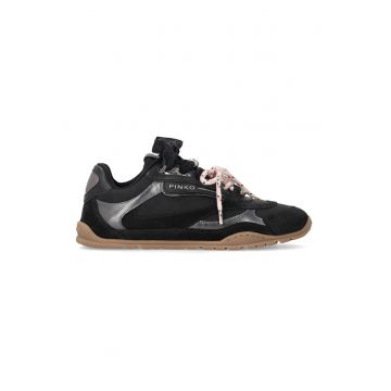 Pantofi sport din piele intoarsa si material textil Yulia - Negru/Caramel