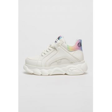 Pantofi sport flatform de piele ecologica Corin - Alb murdar