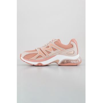 Pantofi sport low-cut cu garnituri de piele ecologica - Roz prafuit