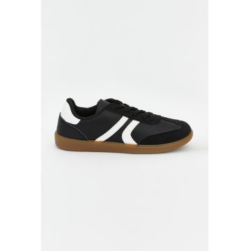 Pantofi sport low-cut de piele ecologica - Alb/Negru