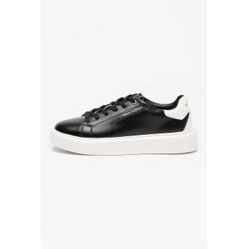 Pantofi sport low-cut din piele - Negru/Alb murdar