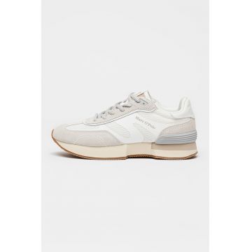 Pantofi sport Mara din piele intoarsa cu insertii de plasa - Gri deschis/Alb murdar/Bej deschis