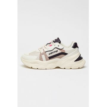 Pantofi sport Mishika din material textil si sintetic cu talpa masiva - Alb murdar/Roz prafuit