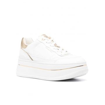 Tenisi dama  casual - piele de oaie - alb/auriu -