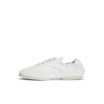 Tenisi dama -  tesatura si piele intoarsa - alb - set elegant -