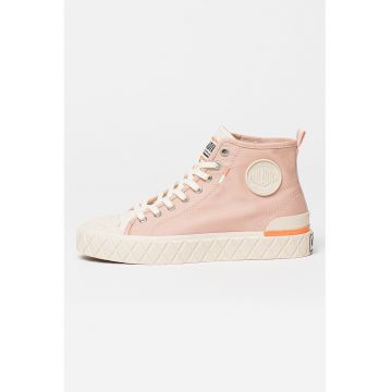 Tenisi din bumbac organic cu logo - Roz