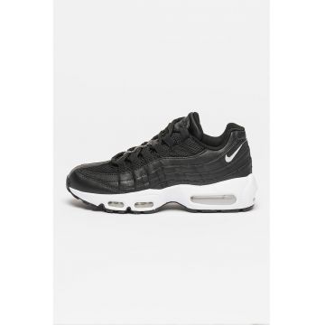 Pantofi sport de piele ecologica si plasa Air Max 95 - Negru