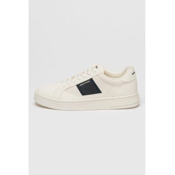 Pantofi sport din piele ecologica - Alb fildes/Gri antracit