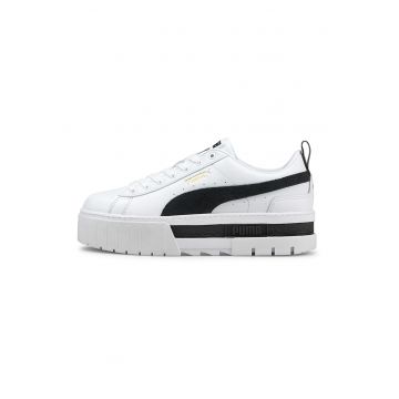 Pantofi sport flatform cu insertii din piele intoarsa Mayze - Alb/Negru