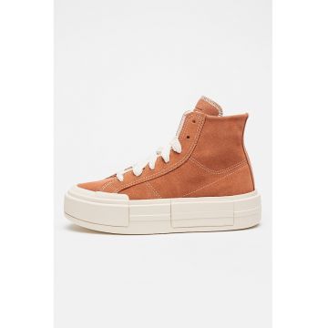Pantofi sport flatform de piele intoarsa Chuck Taylor All Star Cruise - Alb murdar/Roz prafuit