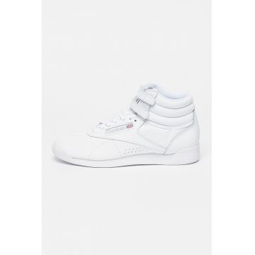 Pantofi sport mid-high de piele si piele ecologica - Alb