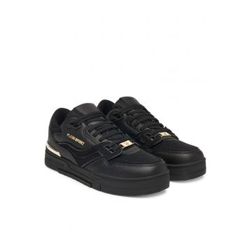 Tenisi barbati -  piele naturala - negru - detalii aurii