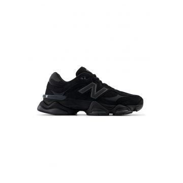 9060 Pantofi sport din piele intoarsa cu insertii din plasa - Negru