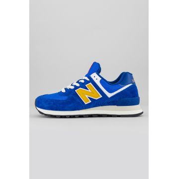 Pantofi sport cu garnituri de piele intoarsa 574 - Albastru royal/Galben inchis