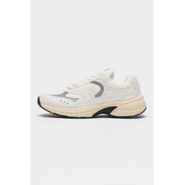 Pantofi sport cu insertii din piele ecologica Archive - Alb/Gri inchis