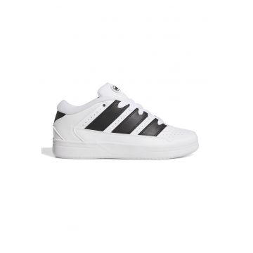 Pantofi sport de piele ecologica cu detalii perforate Breakstar - Alb fildes/Negru stins
