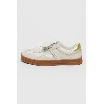 Pantofi sport din piele cu clapa The Greenwich - Alb/Auriu