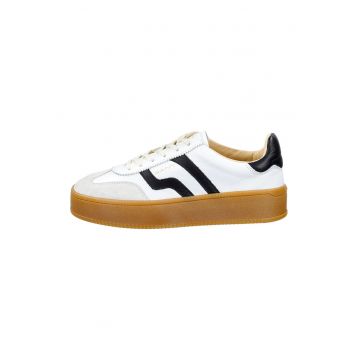Pantofi sport din piele cu garnituri din piele intoarsa Cuzmani - Alb/Negru/Gri deschis