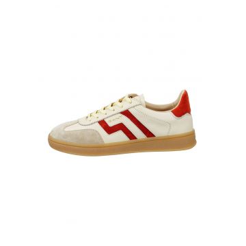 Pantofi sport low-cut cu garnituri din piele intoarsa Cuzima - Rosu/Crem