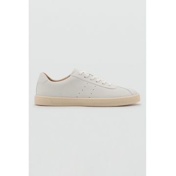 Pantofi sport low-cut din piele - Alb fildes