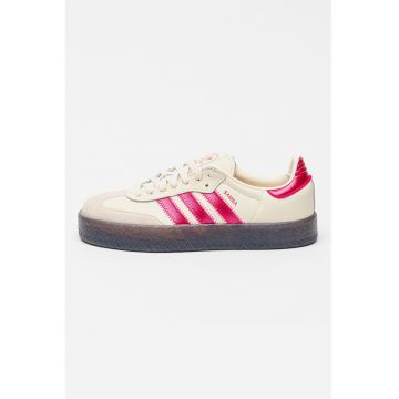 Pantofi sport Samba din piele si piele intoarsa - Fucsia/Crem