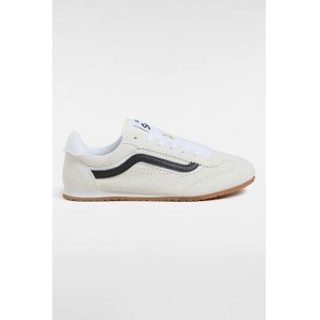 Pantofi sport unisex low cut din piele - Crem/Bleumarin