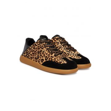 Tenisi dama -  piele naturala - maro - material sintetic - animal print