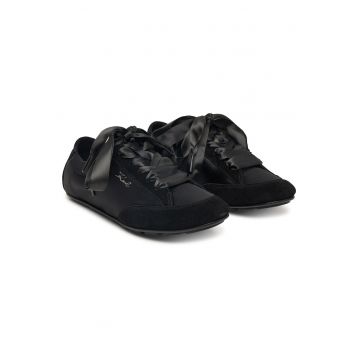 Tenisi dama -  piele naturala - negru - material - Negru