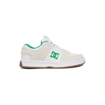 Adidasi barbati -  piele naturala - alb/bej cu logo verde