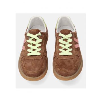 Pantofi sport colorblock din piele intoarsa