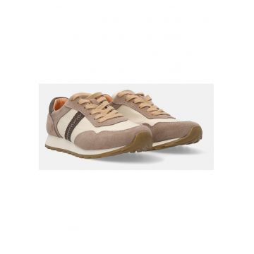 Pantofi sport cu insertii de piele intoarsa si model uni