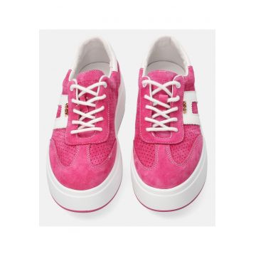 Pantofi sport cu talpa wedge din piele intoarsa