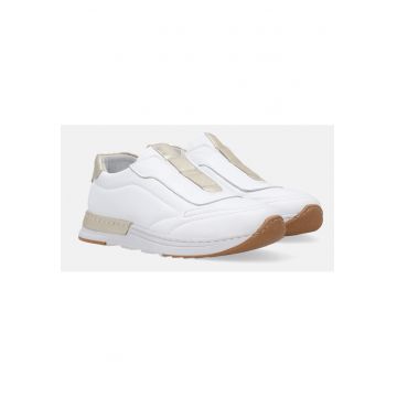 Pantofi sport din piele cu design slip-on si model uni
