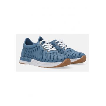 Pantofi sport din piele cu detalii perforate si sireturi