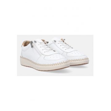 Pantofi sport din piele cu fermoar si platforma