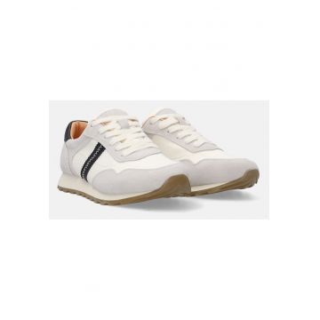 Pantofi sport din piele cu garnituri din piele intoarsa si model uni
