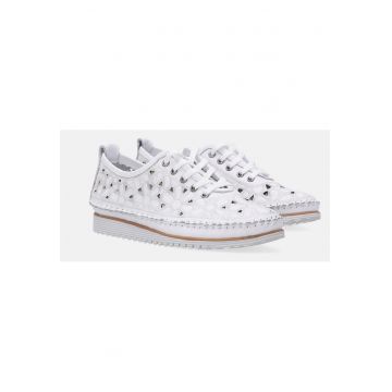 Pantofi sport din piele cu perforatii fi brodierie florala