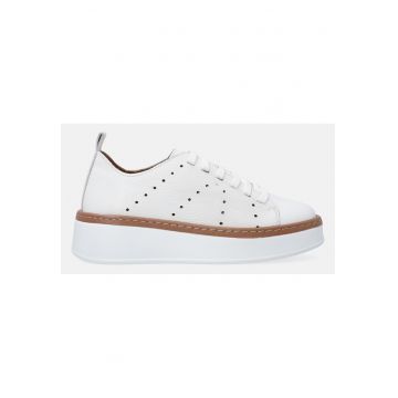 Pantofi sport din piele cu perforatii si profil jos