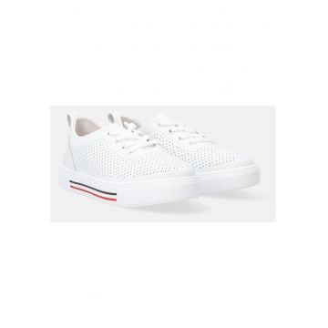 Pantofi sport din piele cu platforma si perforatii