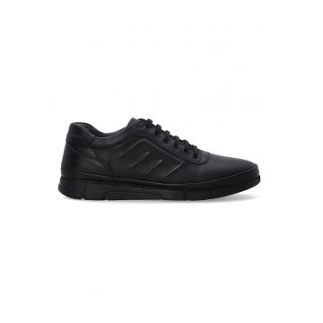 Pantofi sport din piele cu profil jos sin model uni
