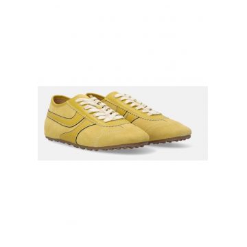 Pantofi sport din piele intoarsa cu aplicatie decorativa
