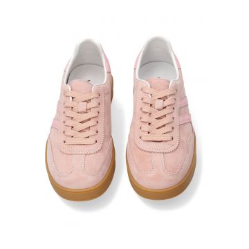 Pantofi sport din piele intoarsa cu detalii din piele